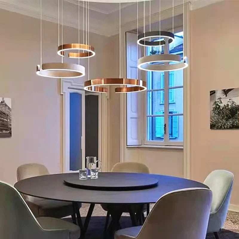 Pendant Light - Nordic Ring Led Pendant Lamps Dimmable Black Gold Home Decor Fixture SW-36210345 - SWEET-LIGHTS