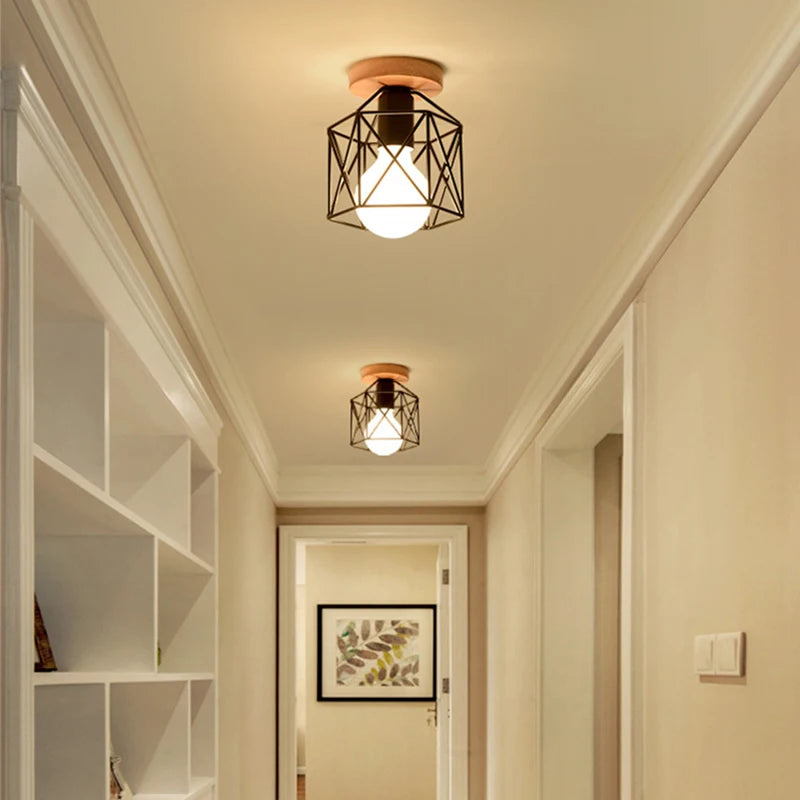 Ceiling Light - Modern Glass Lamp with Wooden Frame for Living Room Dining Kitchen SW-36210457 - SWEET-LIGHTS