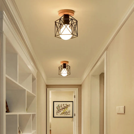 Ceiling Light - Modern Glass Lamp with Wooden Frame for Living Room Dining Kitchen SW-36210457 - SWEET-LIGHTS