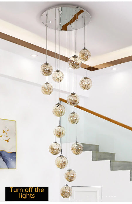 Pendant Light - Modern Led Chandelier Glass Ball Dimmable for Staircase Living Room SW-36210345 - SWEET-LIGHTS