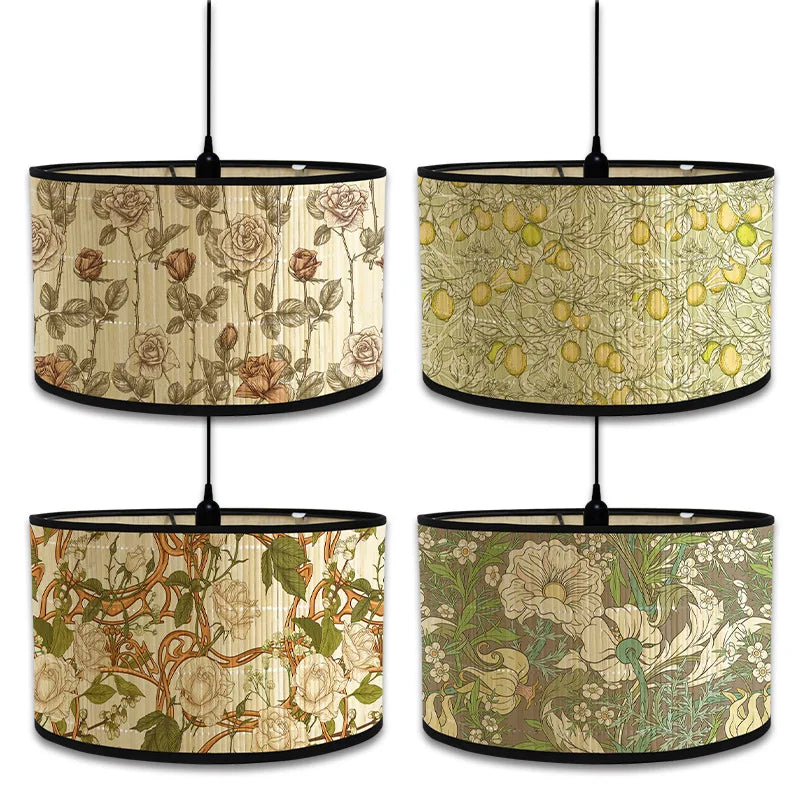 Lampshade - Nordic Style Green Plant Pattern Bamboo Art SW-36210457 - SWEET-LIGHTS