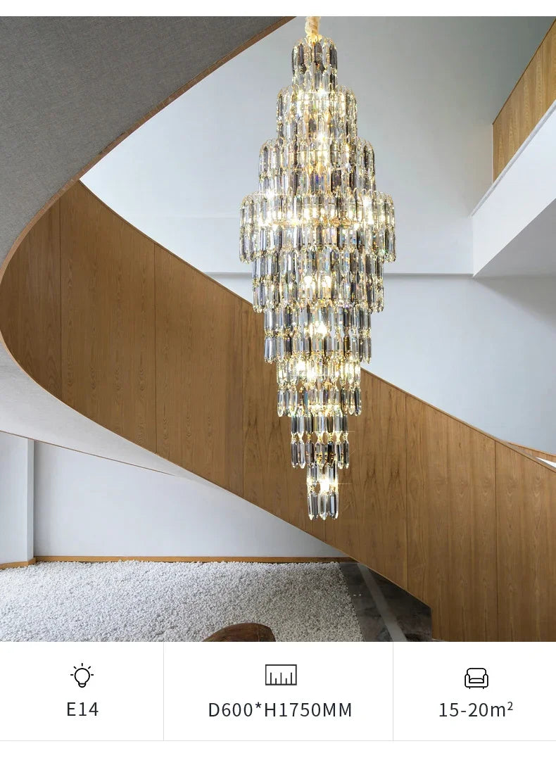 Chandelier - Duplex Building Villa Living Room Crystal Lamp SW-36210457 - SWEET-LIGHTS