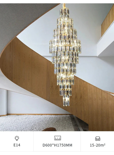 Chandelier - Duplex Building Villa Living Room Crystal Lamp SW-36210457 - SWEET-LIGHTS