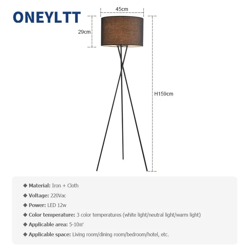 Floor Lamp - Scandinavian Fabric Led Tripod Design Light SW-36210347 - SWEET-LIGHTS