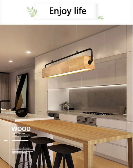 Pendant Light - High-end Simple Nordic Wooden LED with Metal Pole for Restaurants and Cafes Bright SW-36210748 - SWEET-LIGHTS
