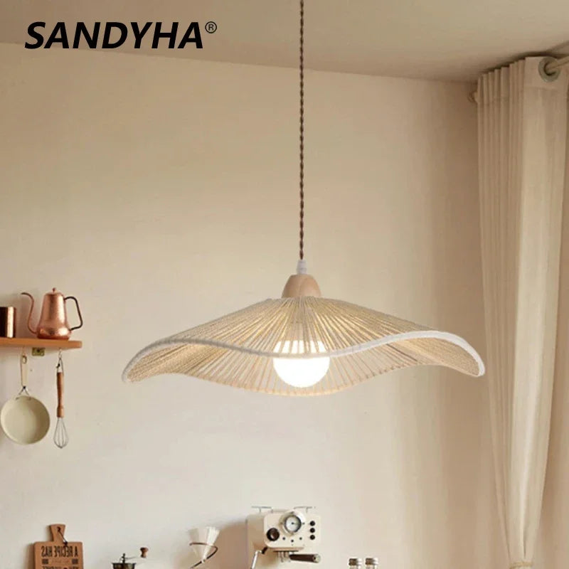 Pendant Light - SANDYHA Japanese Retro Walnut Hemp Rope Lamp SW-36210923 - SWEET-LIGHTS