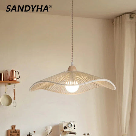 Pendant Light - SANDYHA Japanese Retro Walnut Hemp Rope Lamp SW-36210923 - SWEET-LIGHTS