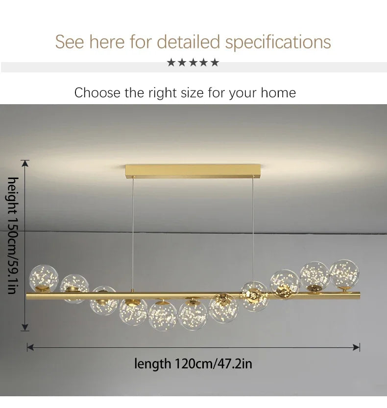 Pendant Light - Modern Led Long Ceiling Chandelier Glass Balls Dining Room Kitchen Hanging Lamp SW-36210345 - SWEET-LIGHTS