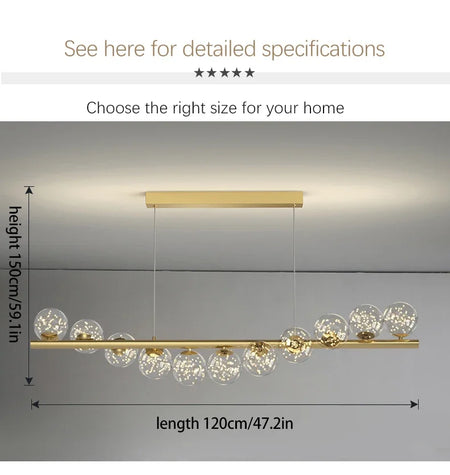 Pendant Light - Modern Led Long Ceiling Chandelier Glass Balls Dining Room Kitchen Hanging Lamp SW-36210345 - SWEET-LIGHTS
