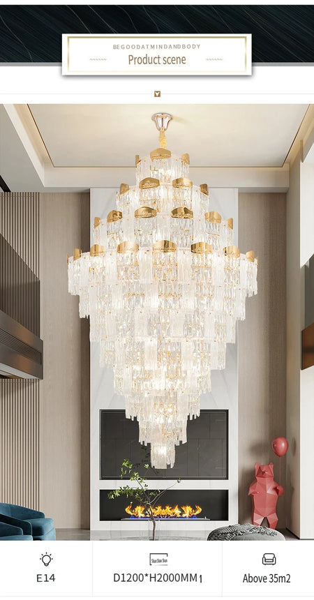 Chandelier - French Duplex High-End Crystal Lights For Luxury Living Room SW-36210789 - SWEET-LIGHTS