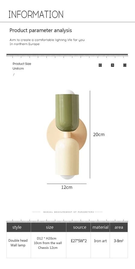 Wall Light - Nordic LED Wall Lamps Modern Minimalist Cream Double Head Lights For Living Room Bedroom Study Fixture SW-36210468 - SWEET-LIGHTS