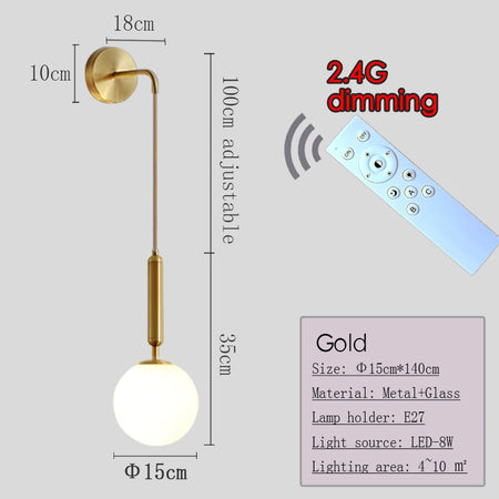 Wall Light - Nordic 2.4G Remote Control Dimming Black/Gold Lamp SW-36210345 - SWEET-LIGHTS