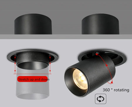 Spotlight - 1Pcs NEW Style LED Aluminum Recessed Rotating Downlight 9W12W15W18W20W24W Epistar Chip COB Ceiling Lamp AC85-265V SW-36210357 - SWEET-LIGHTS