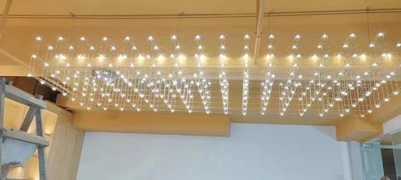 Chandelier - Chrome Square LED Pendant Lamp Stainless Steel For Hall Foyer Restaurant Adjustable Cord SW-36210487 - SWEET-LIGHTS