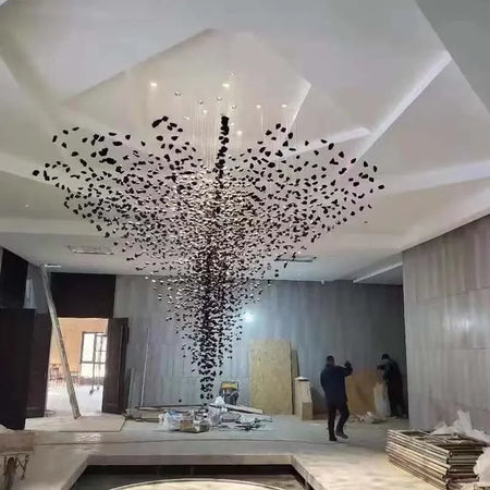 Pendant Light - Black Art Crystal Chandelier LED Luxury Staircase Home Light Fixtures SW-36214567 - SWEET-LIGHTS