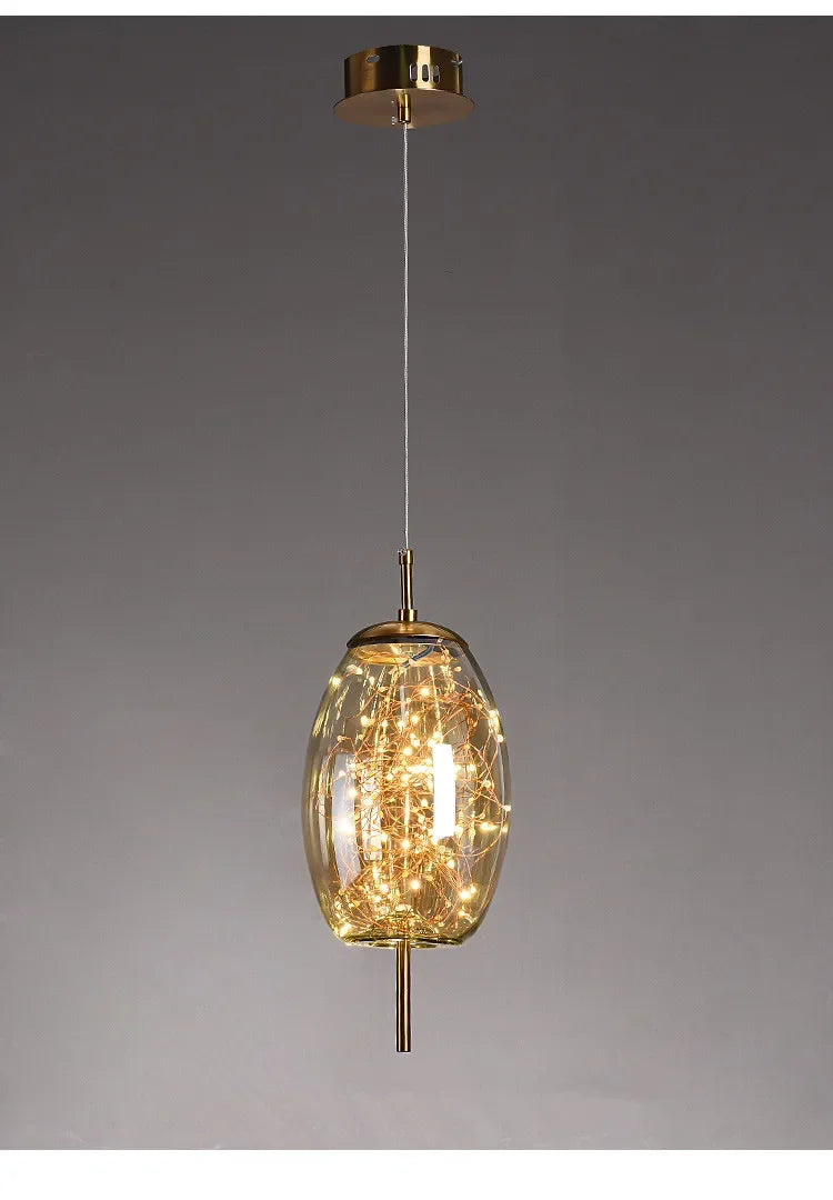 Pendant Light - Nordic Net Red Bedside Chandelier Glass SW-36210345 - SWEET-LIGHTS