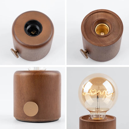 Table Lamp - Vintage Wood E27 Night Light EU Plug Retro Design SW-36210987 - SWEET-LIGHTS