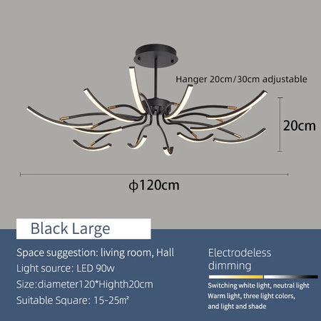 Ceiling Light - MDWELL Matte Black/White Modern LED Ceiling Lights for Living Room Bedroom Adjustable Lamp SW-36210345 - SWEET-LIGHTS
