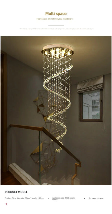 Chandelier - New Modern LED K9 Crystal Double Staircase Lamp SW-36210347 - SWEET-LIGHTS
