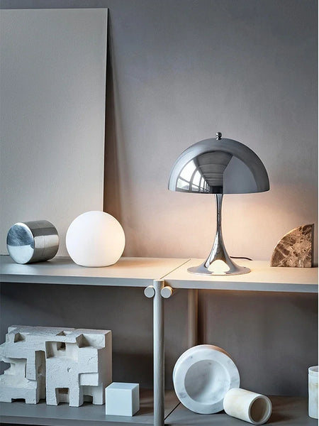 Table Lamp - Mushroom Denmark Chrome Desk Light E27 Bulb SW-36210458 - SWEET-LIGHTS
