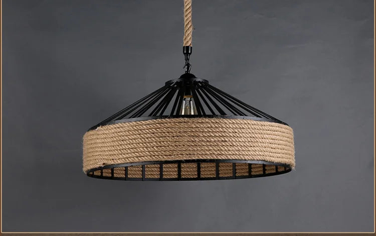 Pendant Light - Vintage Hemp Rope LED Industrial Chandelier SW-36210347 - SWEET-LIGHTS