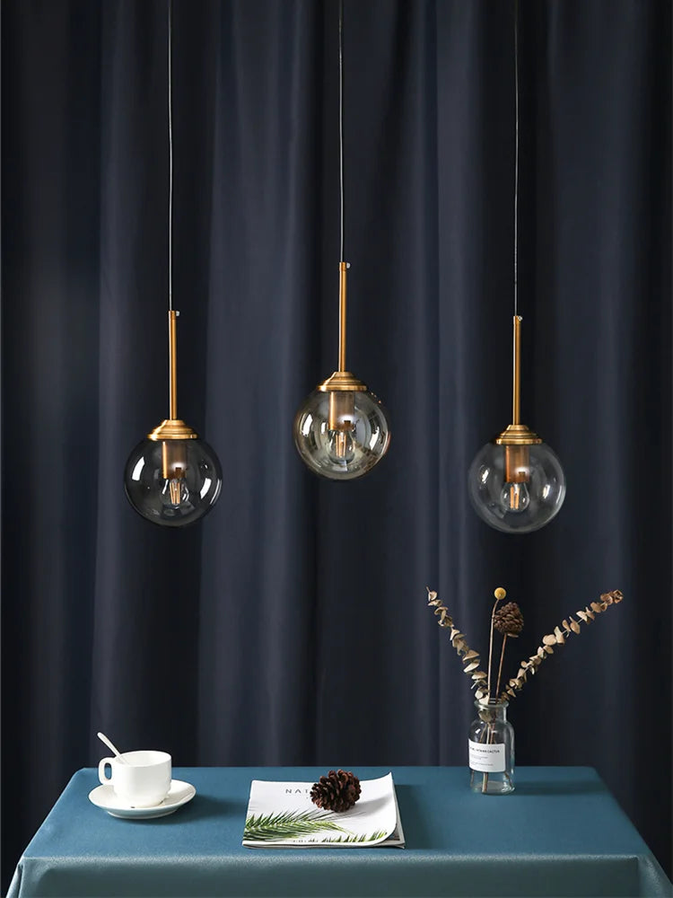 Pendant Light - Nordic Gray Glass Ball Island Pendant Lamp SW-36210678 - SWEET-LIGHTS