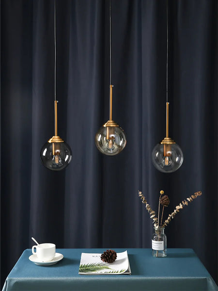 Pendant Light - Nordic Gray Glass Ball Island Pendant Lamp SW-36210678 - SWEET-LIGHTS