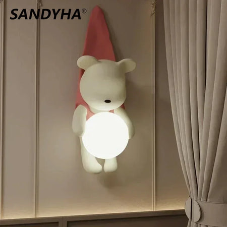Children Lighting - SANDYHA Modern Resin Wall Lamp Cute Bear Design SW-36210578 - SWEET-LIGHTS