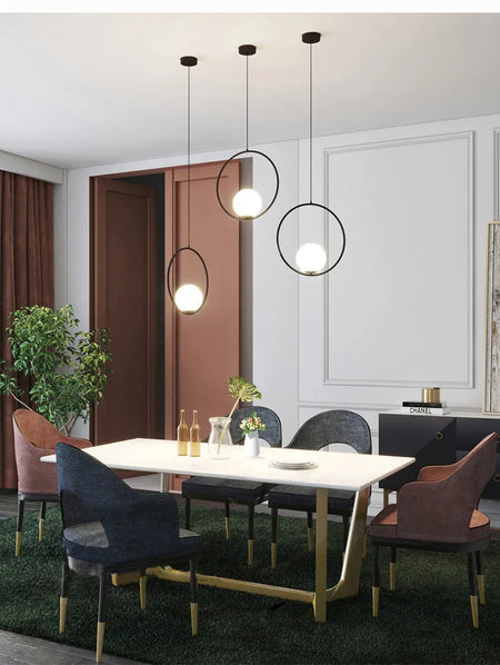 Pendant Light - Modern Glass Ball LED Hanging Lamp Brass Black Chrome SW-36210347 - SWEET-LIGHTS