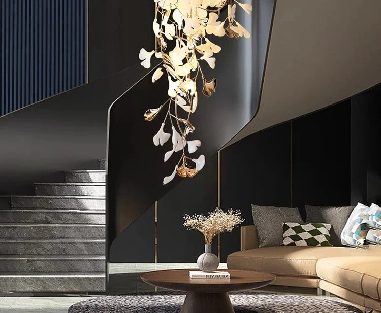 Chandelier - NEW Luxury Staircase Ginkgo Leaf Pendant Lighting SW-36210347 - SWEET-LIGHTS
