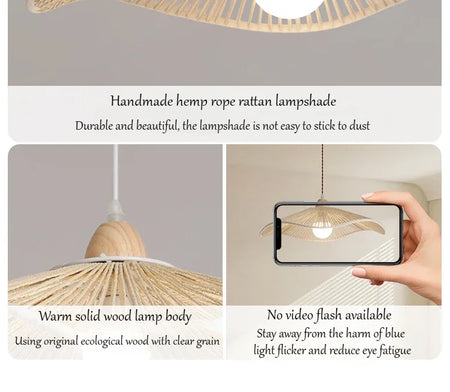Pendant Light - SANDYHA Japanese Retro Walnut Hemp Rope Lamp SW-36210923 - SWEET-LIGHTS