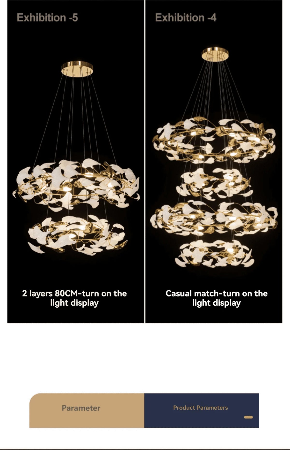 Chandelier - Round Ginko Leaf Staircase Light For Loft SW-36210789 - SWEET-LIGHTS