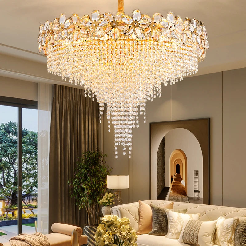 Chandelier - Modern Flower Crystal Tassel Ceiling Pendant Lights SW-36210347 - SWEET-LIGHTS