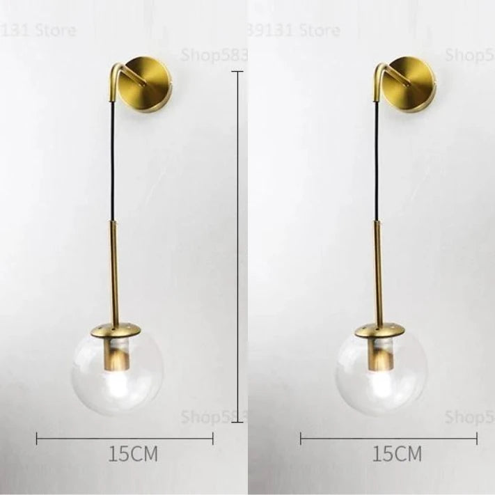Wall Light - Nordic Modern Vintage Wall Lamps LED Glass Ball Mirror Bedroom Living Room Light Fixtures SW-36210345 - SWEET-LIGHTS