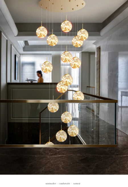 Pendant Light - Modern Led Chandelier Glass Ball Dimmable for Staircase Living Room SW-36210345 - SWEET-LIGHTS