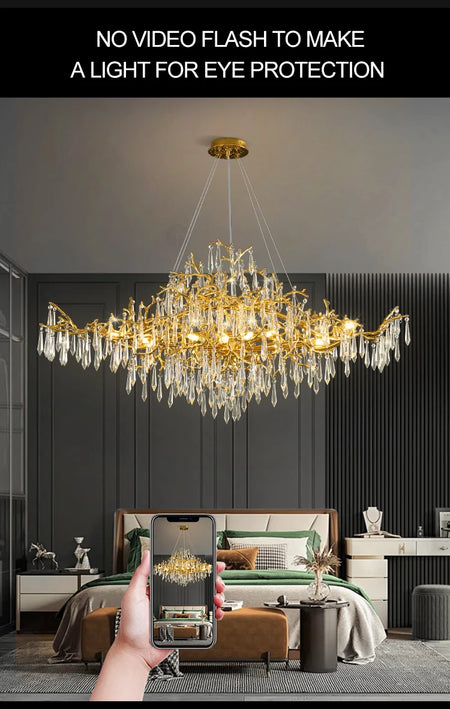 Chandelier - Modern Luxury Crystal Chandelier Gold For Kitchen Dining Living Room Bedroom SW-36210458 - SWEET-LIGHTS
