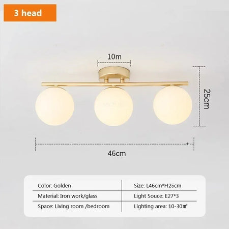 Ceiling Light - Nordic LED Iron Glass Lamp Gold Corridor Aisle SW-36210789 - SWEET-LIGHTS