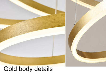 Pendant Light - Modern Ring Design LED Chandelier Gold for Living Dining Room Office Bedroom Home Decor SW-36210345 - SWEET-LIGHTS