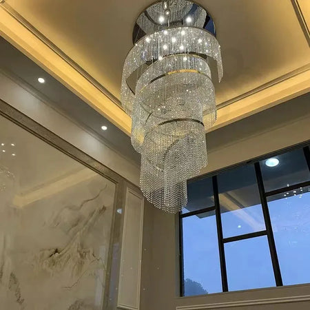 Chandelier - Large Spiral Design Crystal Chandelier For Staircase Hallway Lobby Modern LED Cristal Lamp Luxury Home Decor SW-36210345 - SWEET-LIGHTS