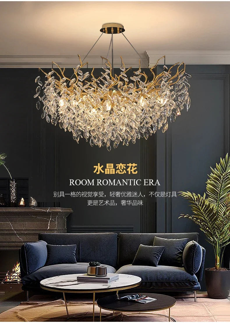 Chandelier - Luxury Gold Crystal LED Pendant Lamp Indoor Villa Lighting SW-36210457 - SWEET-LIGHTS