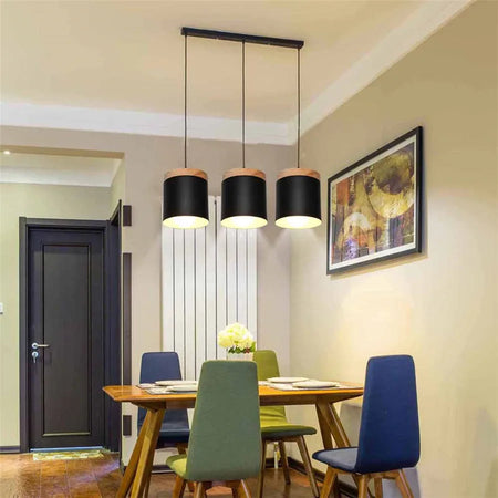 Pendant Light - Modern 3 Heads Wood Aluminum Chandelier Black SW-36210478 - SWEET-LIGHTS