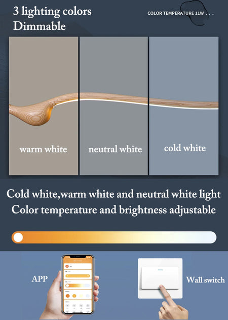 Pendant Light - Modern Ash Wood LED Dimmable Lamp RC/APP SW-36210578 - SWEET-LIGHTS