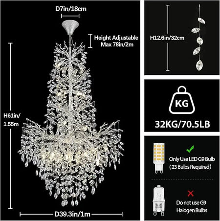 Chandelier - Luxury Modern Crystal Ceiling Lighting for High Ceilings SW-36210478 - SWEET-LIGHTS