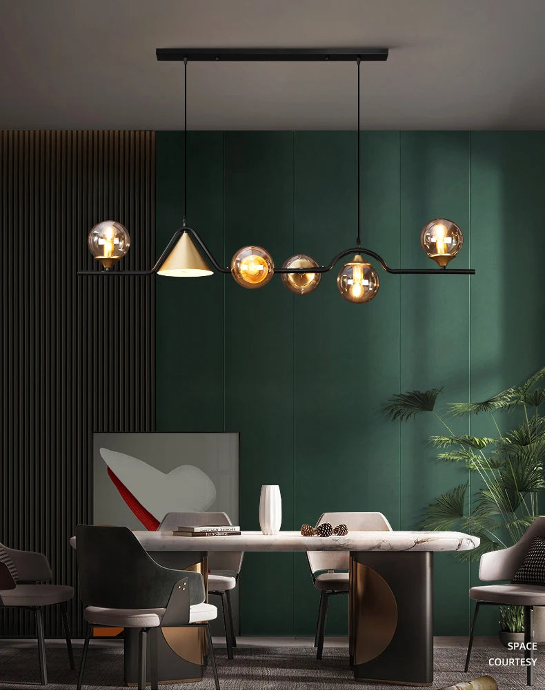 Pendant Light - Nordic Black LED Chandelier E14 Glass Ball SW-36210374 - SWEET-LIGHTS