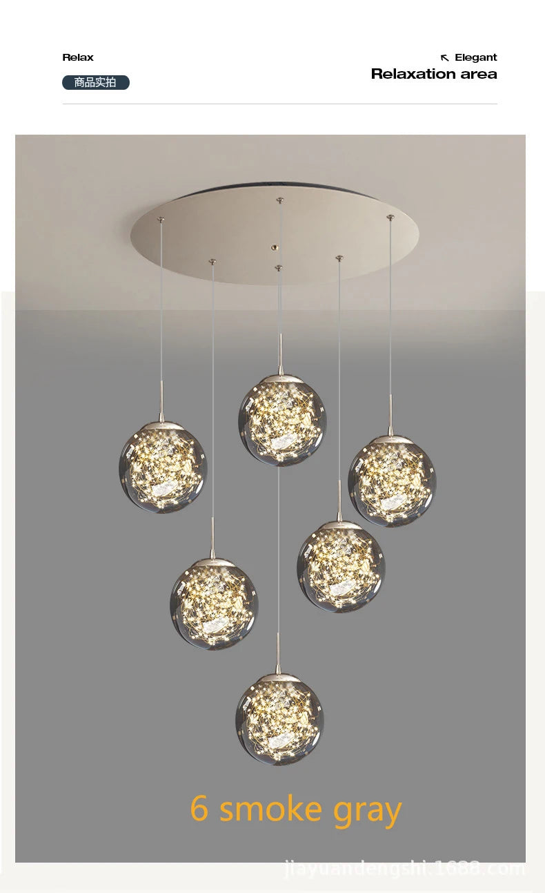 Pendant Light - Modern Led Chandelier Glass Ball Dimmable for Staircase Living Room SW-36210345 - SWEET-LIGHTS