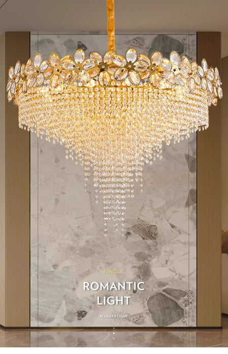 Chandelier - Modern Flower Crystal Tassel Ceiling Pendant Lights SW-36210347 - SWEET-LIGHTS