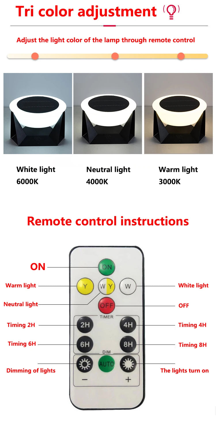 Outdoor Light - LED Remotely Controlled Solar Column Lamp Dimmable Waterproof SW-36210425 - SWEET-LIGHTS