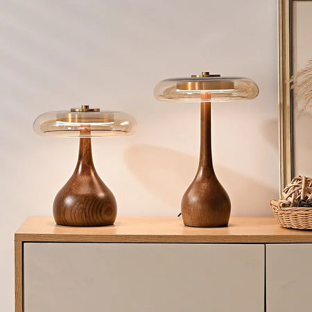 Table Lamp - 12W Luxury Copper Wood Glass Desk Lamp SW-36210234 - SWEET-LIGHTS