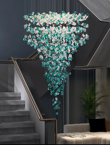 Chandelier - Luxury Large Green Crystal Stone for Lobby Staircase LED SW-36210347 - SWEET-LIGHTS