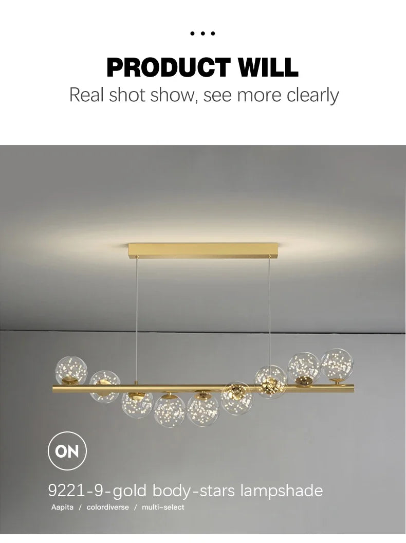 Pendant Light - Modern Led Long Ceiling Chandelier Glass Balls Dining Room Kitchen Hanging Lamp SW-36210345 - SWEET-LIGHTS